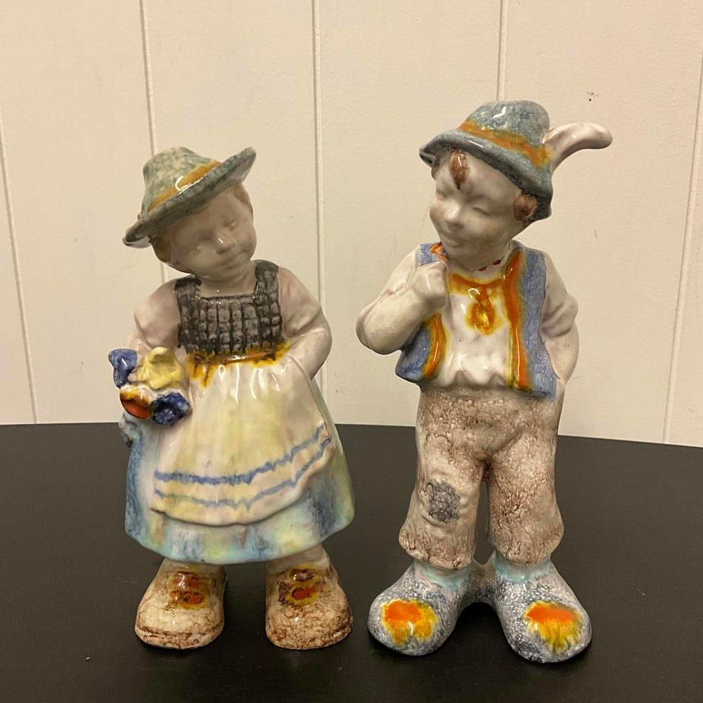 Antique GEBRUDER HEUBACH Bisque Figurines Piano Boy Girl 7.5” Tall